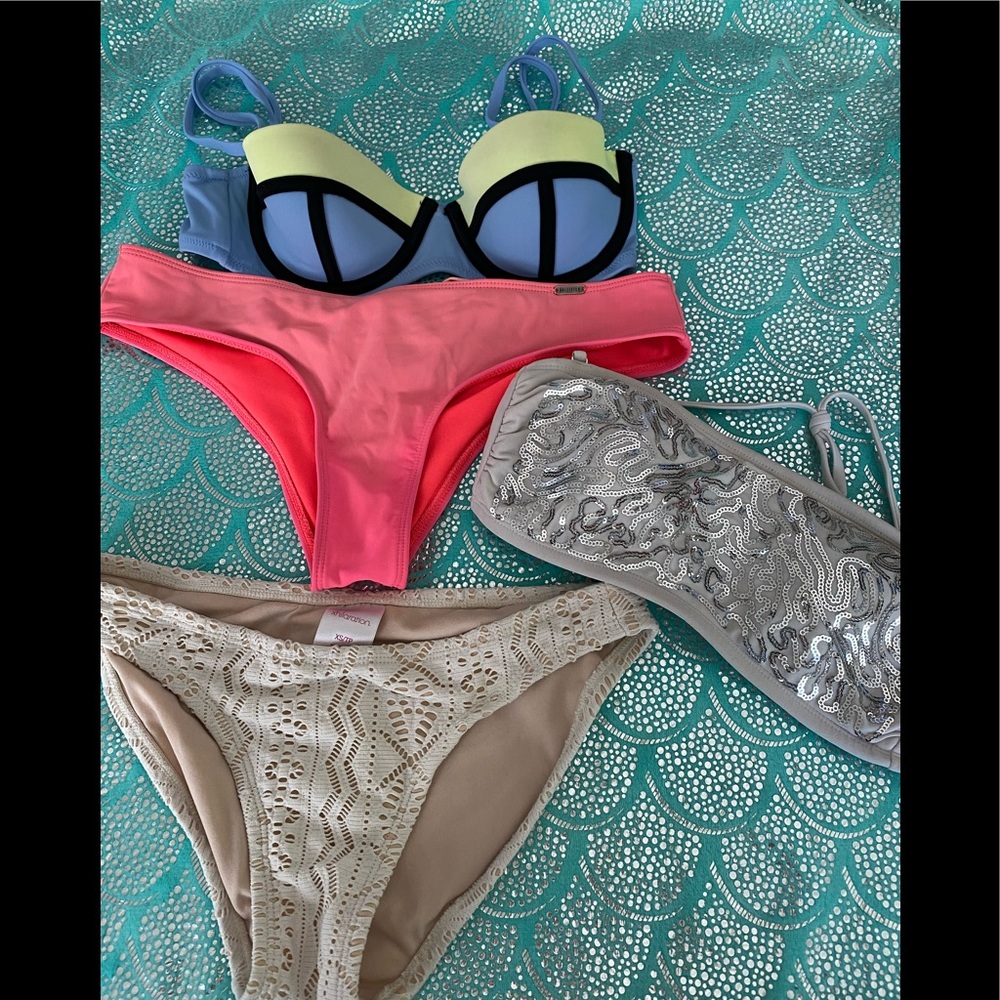 4Pc VS Swim Separates 2 bottoms 2 tops XS start suntanning at poolside or beach